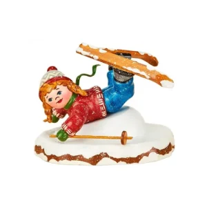 Hubrig, figurines pour enfant Village De Noël Miniature, Fillette Chutant A Ski
