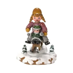 Hubrig, figurines pour enfant Village De Noël Miniature, Fillettes Sur La Luge