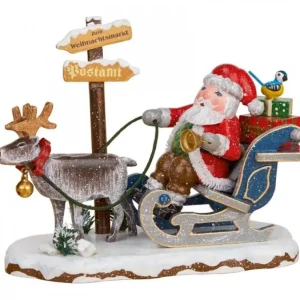 Hubrig, figurines pour enfant Village De Noël Miniature, Père Noël Sur Traineau Et Rennes