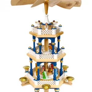 Richard Glasser, Pyramides de Noël allemandes Weihnachtspyramid Allemande 2 Etages Blanc Bleu