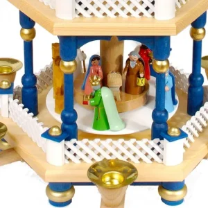 Richard Glasser, Pyramides de Noël allemandes Weihnachtspyramid Allemande 2 Etages Blanc Bleu