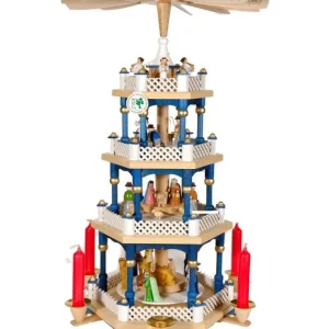 Richard Glasser, Pyramides de Noël allemandes Weihnachtspyramid Allemande Aux Couleurs Baroques Blanc Et Bleu